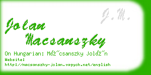 jolan macsanszky business card